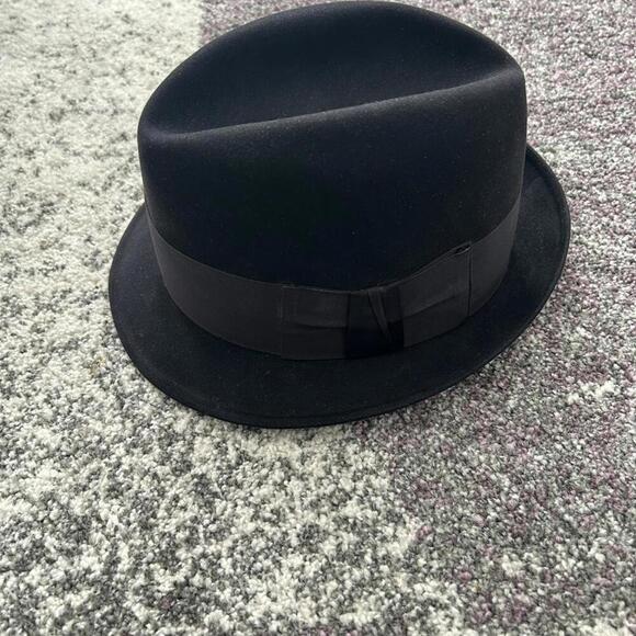 Classic Black Fedora Hat with Ribbon Band - Picture 3 of 5